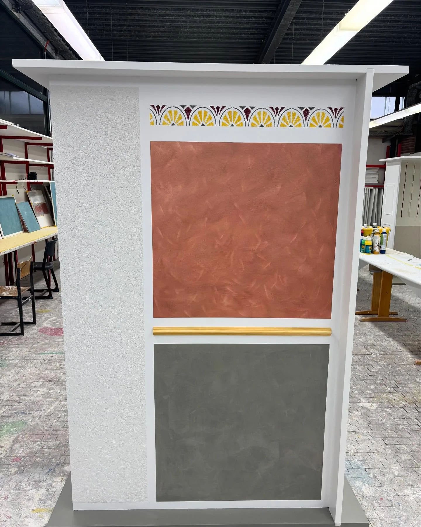 Musterwand mit Spachtel- und Lasurtechnik